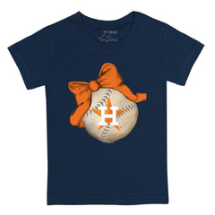 Houston Astros Tiny Turnip Youth Baseball Bow T-Shirt Navy