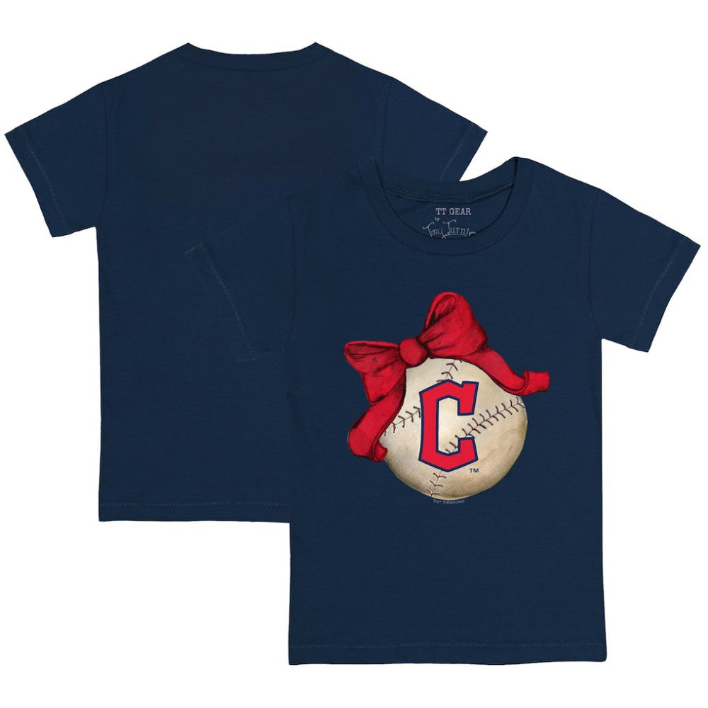 Cleveland Guardians Tiny Turnip Youth Baseball Bow T-Shirt Navy