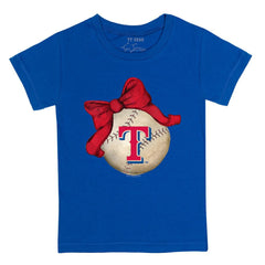 Texas Rangers Tiny Turnip Youth Baseball Bow T-Shirt Royal