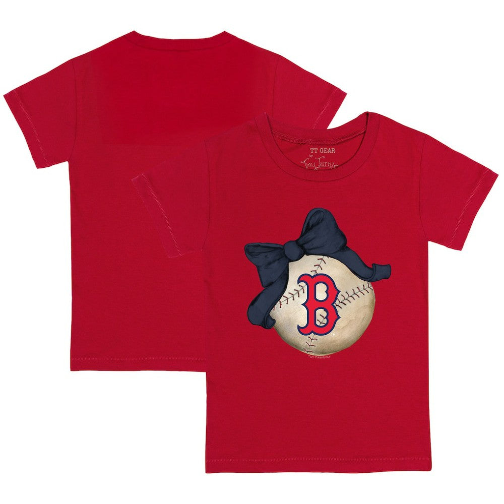 Boston Red Sox Tiny Turnip Youth Baseball Bow T-Shirt Red