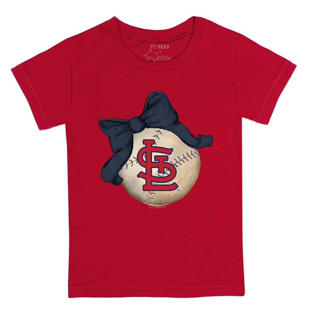 St. Louis Cardinals Tiny Turnip Youth Baseball Bow T-Shirt Red