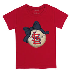 St. Louis Cardinals Tiny Turnip Youth Baseball Bow T-Shirt Red