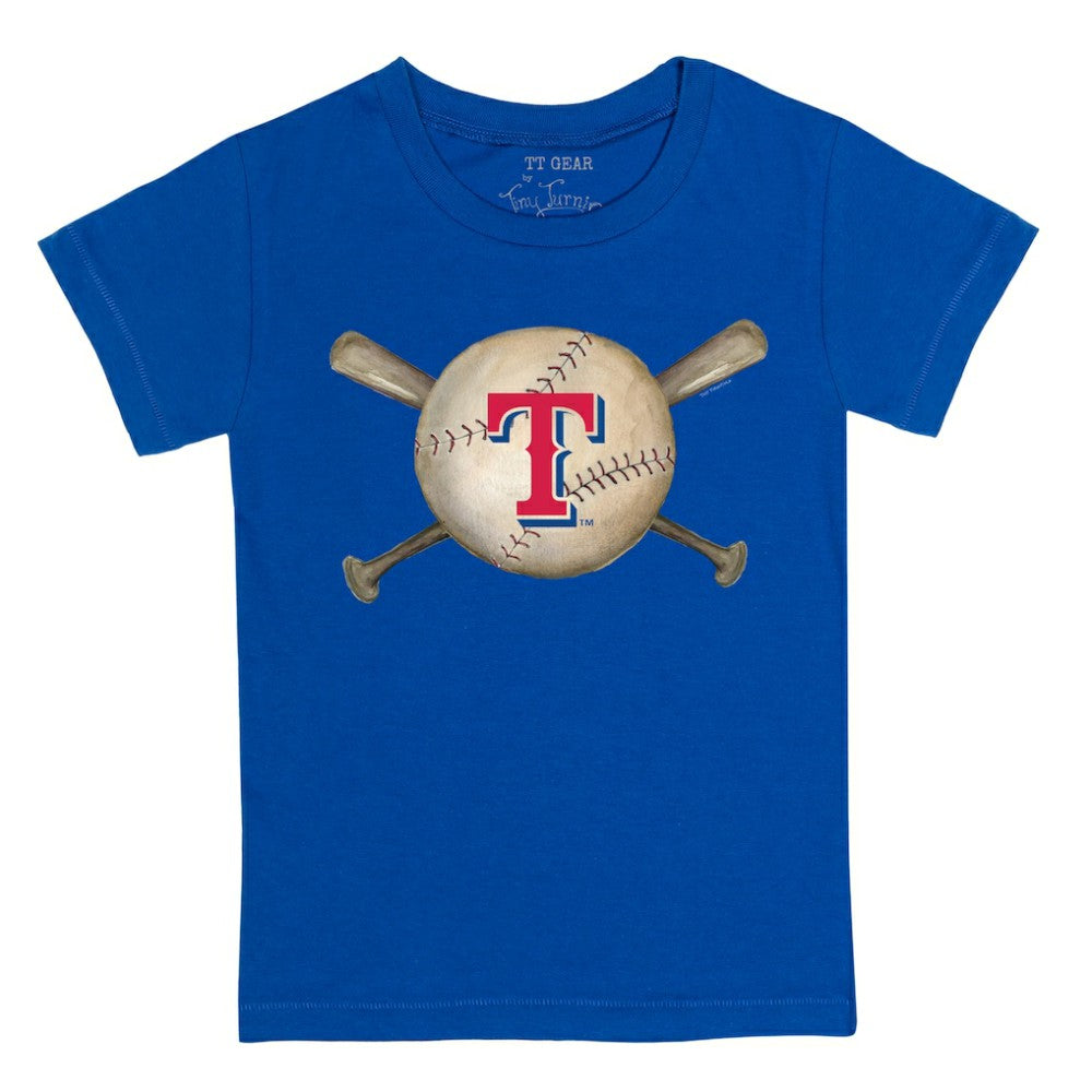 Texas Rangers Tiny Turnip Youth Baseball Cross Bats T-Shirt Royal