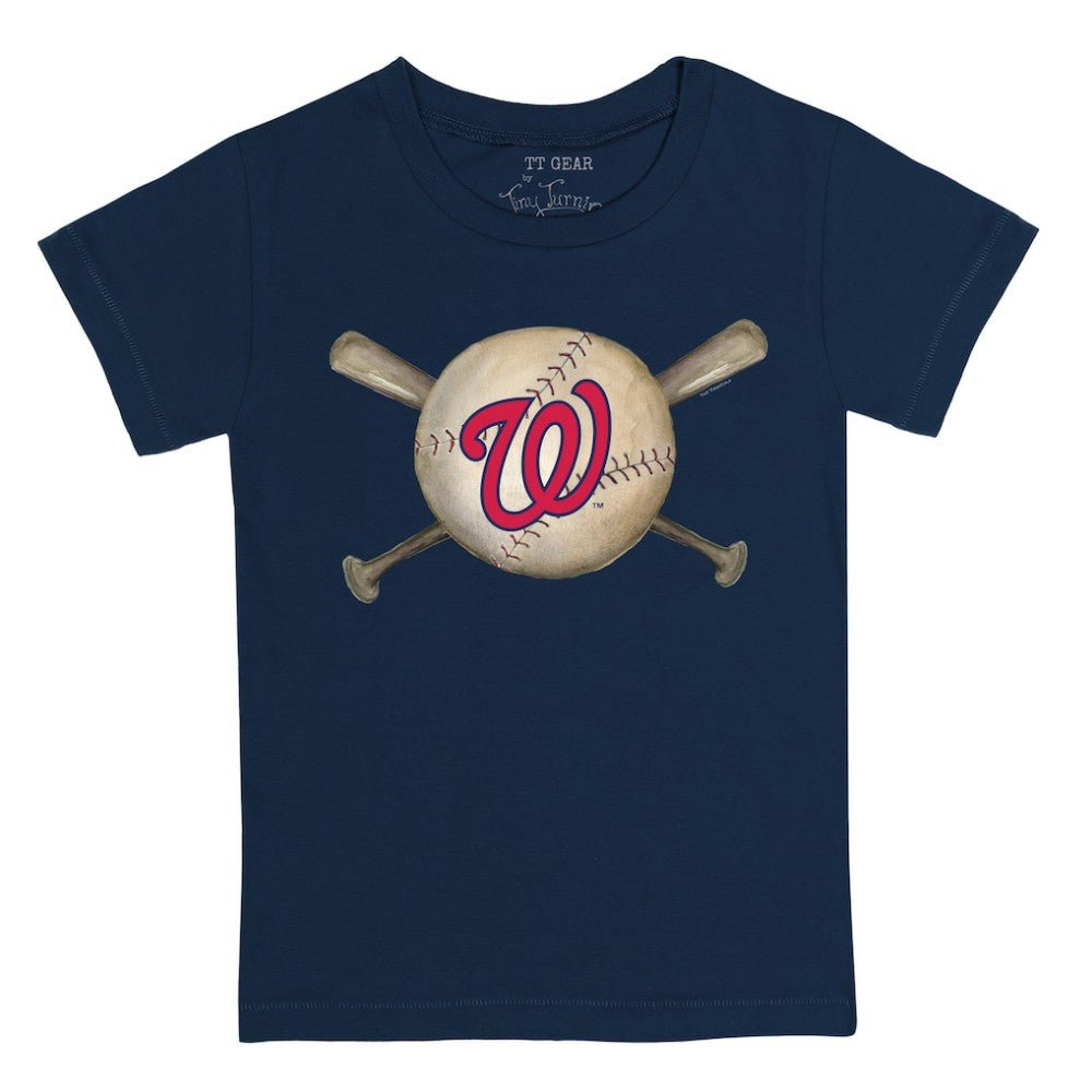 Washington Nationals Tiny Turnip Youth Baseball Cross Bats T-Shirt Navy