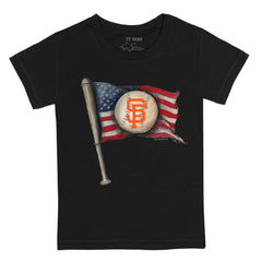 San Francisco Giants Tiny Turnip Youth Baseball Flag T-Shirt Black