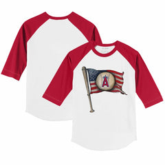 Los Angeles Angels Tiny Turnip Youth Baseball Flag 3/4-Sleeve Raglan T-Shirt White/Red