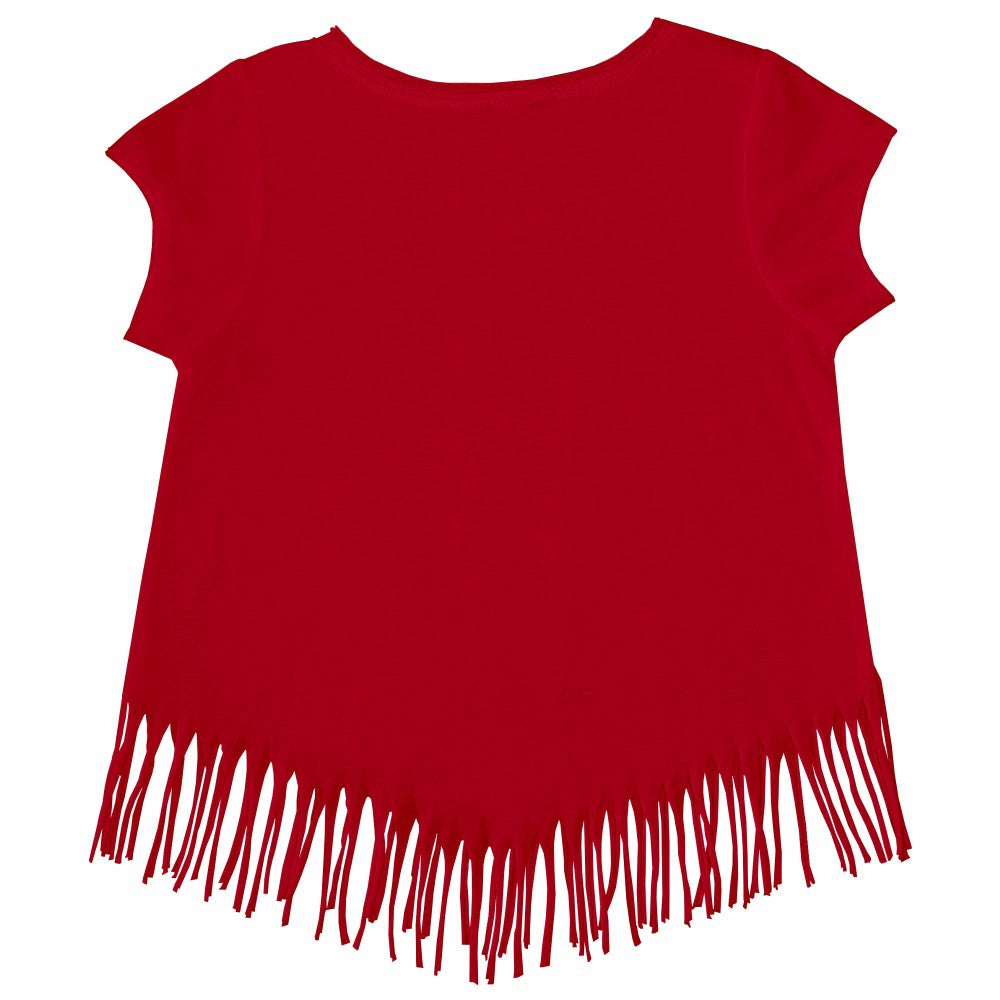 Cincinnati Reds Tiny Turnip Girls Youth Baseball Love Fringe T-Shirt Red