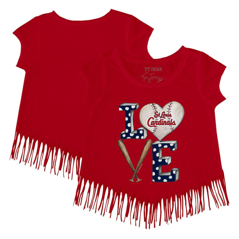 St. Louis Cardinals Tiny Turnip Girls Youth Baseball Love Fringe T-Shirt Red
