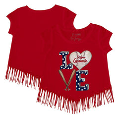 St. Louis Cardinals Tiny Turnip Girls Youth Baseball Love Fringe T-Shirt Red