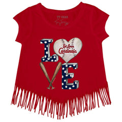 St. Louis Cardinals Tiny Turnip Girls Youth Baseball Love Fringe T-Shirt Red