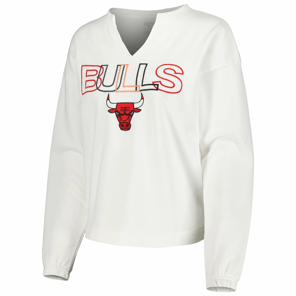 Chicago Bulls Concepts Sport Women's Sunray Notch Neck Long Sleeve Top sale - White cheap