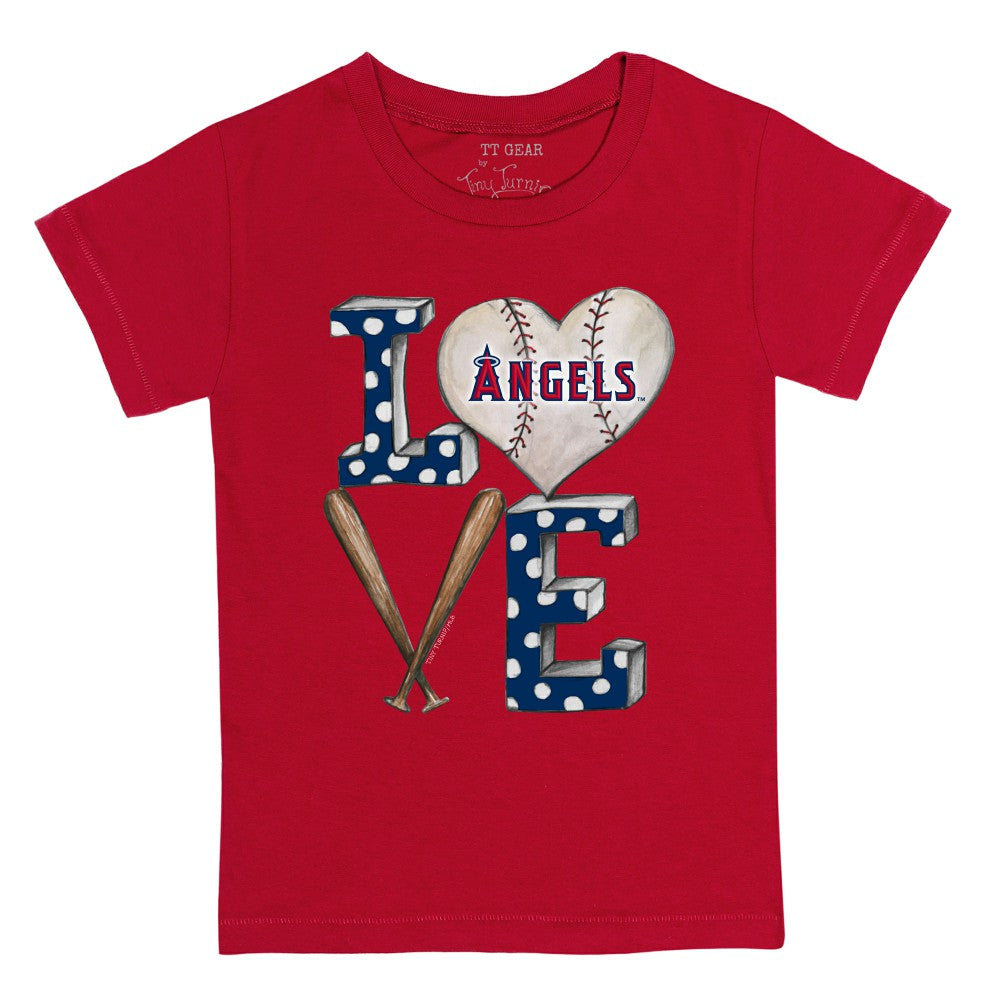 Los Angeles Angels Tiny Turnip Youth Baseball Love T-Shirt Red