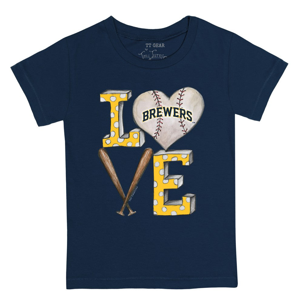 Milwaukee Brewers Tiny Turnip Youth Baseball Love T-Shirt Navy