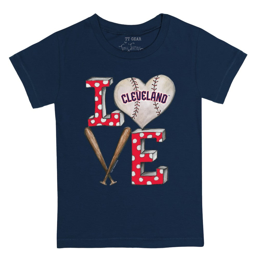 Cleveland Guardians Tiny Turnip Youth Baseball Love T-Shirt Navy