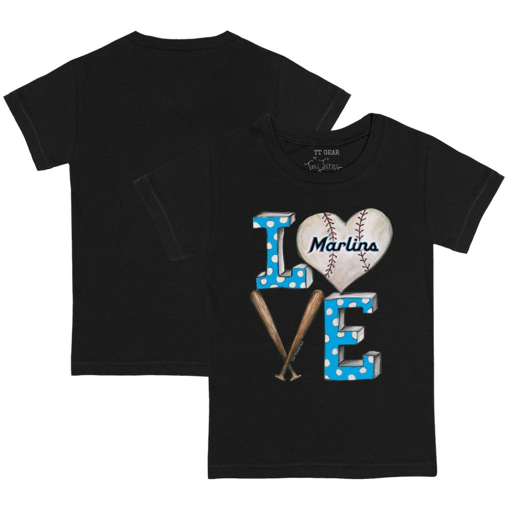 Miami Marlins Tiny Turnip Youth Baseball Love T-Shirt Black