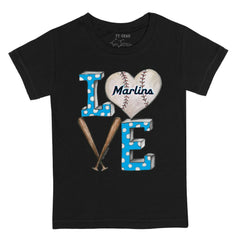 Miami Marlins Tiny Turnip Youth Baseball Love T-Shirt Black