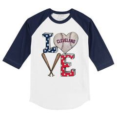 Cleveland Guardians Tiny Turnip Youth Baseball Love 3/4-Sleeve Raglan T-Shirt White/Navy