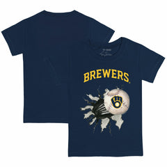 Milwaukee Brewers Tiny Turnip Youth Baseball Tear T-Shirt Navy