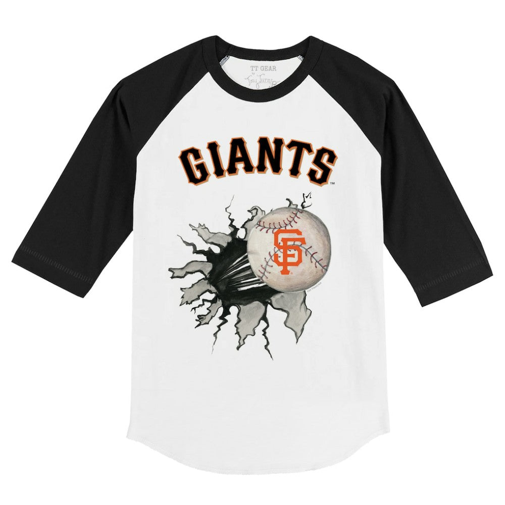 San Francisco Giants Tiny Turnip Youth Baseball Tear 3/4-Sleeve Raglan T-Shirt White/Black