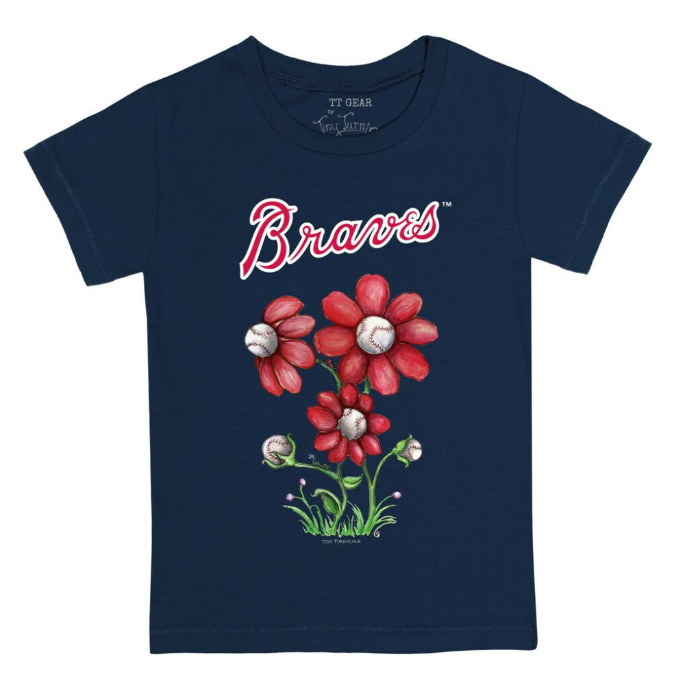 Atlanta Braves Tiny Turnip Youth Blooming Baseballs T-Shirt Navy
