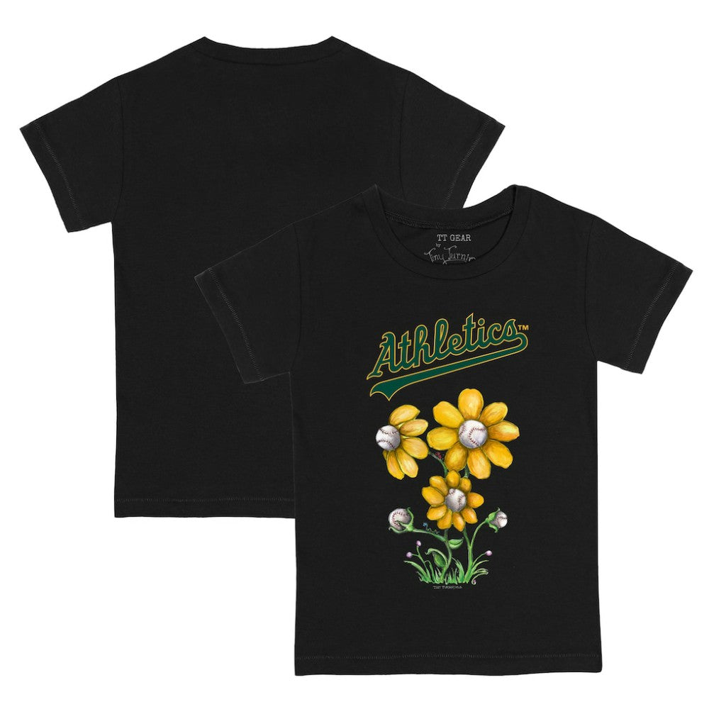 Athletics Tiny Turnip Youth Blooming Baseballs T-Shirt Black
