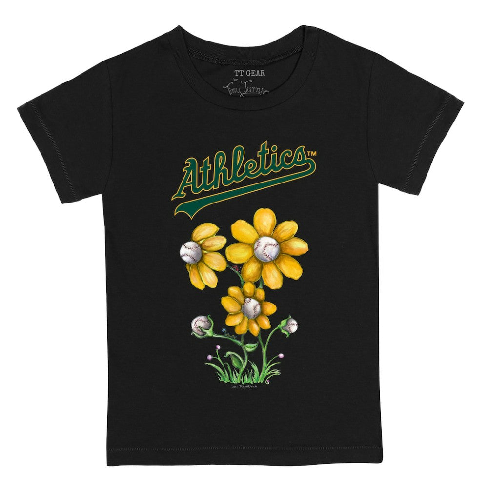 Athletics Tiny Turnip Youth Blooming Baseballs T-Shirt Black