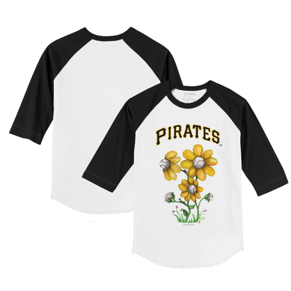 Pittsburgh Pirates Tiny Turnip Youth Blooming Baseballs 3/4-Sleeve Raglan T-Shirt White/Black