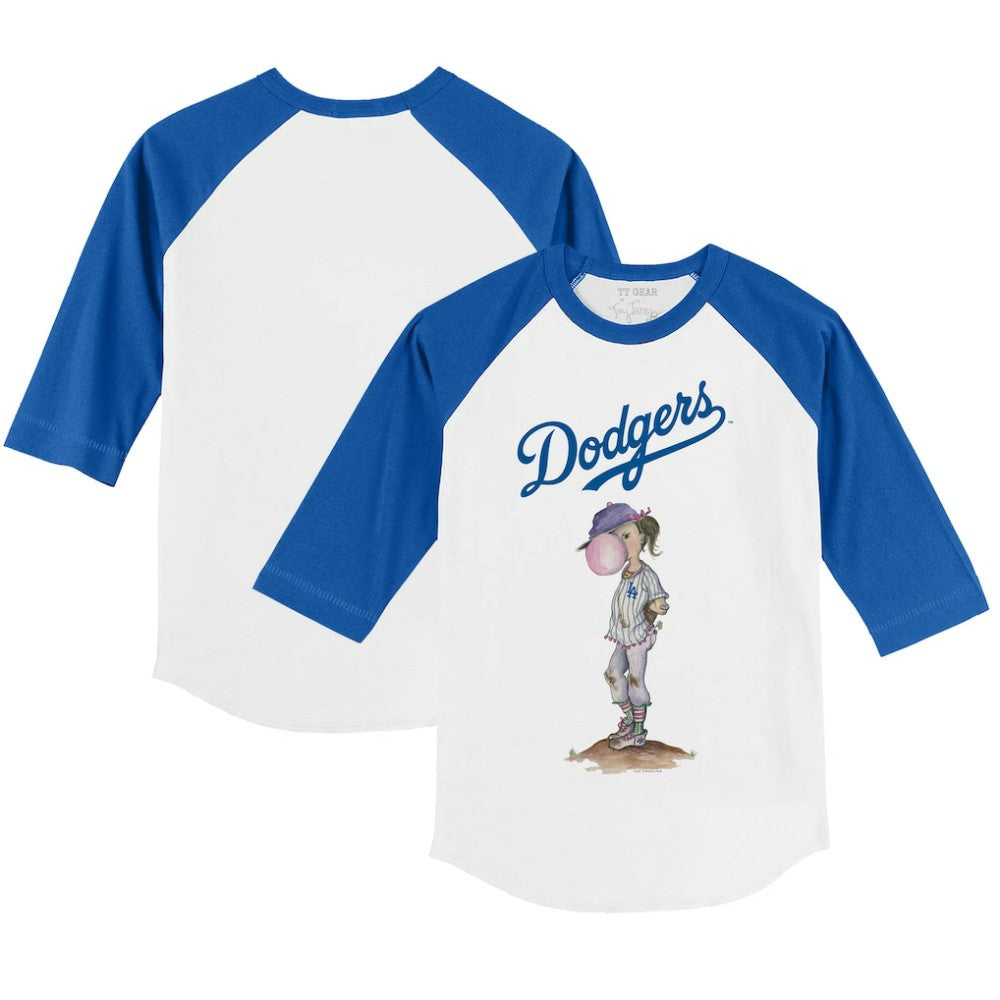 Los Angeles Dodgers Tiny Turnip Youth Bubbles 3/4-Sleeve Raglan T-Shirt White/Royal