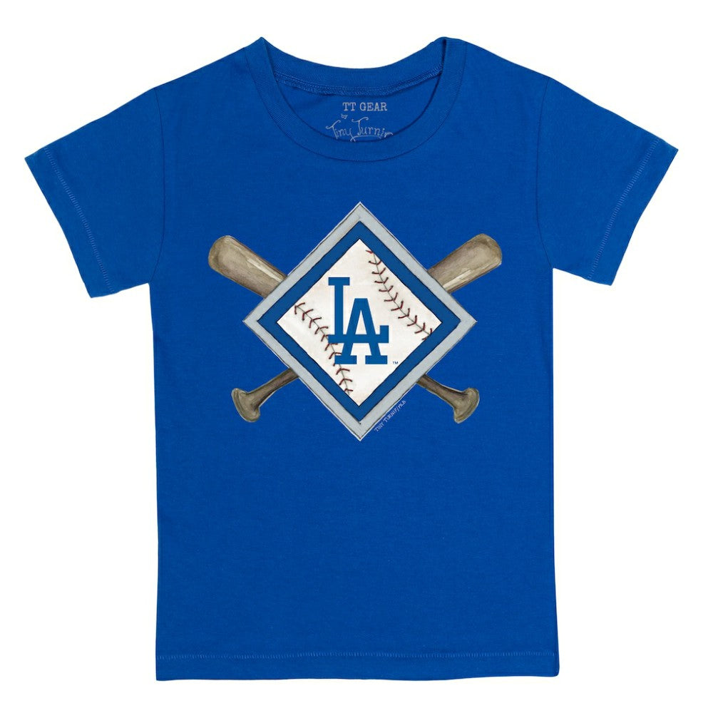 Los Angeles Dodgers Tiny Turnip Youth Diamond Cross Bats T-Shirt Royal