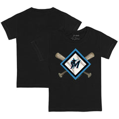 Miami Marlins Tiny Turnip Youth Diamond Cross Bats T-Shirt Black