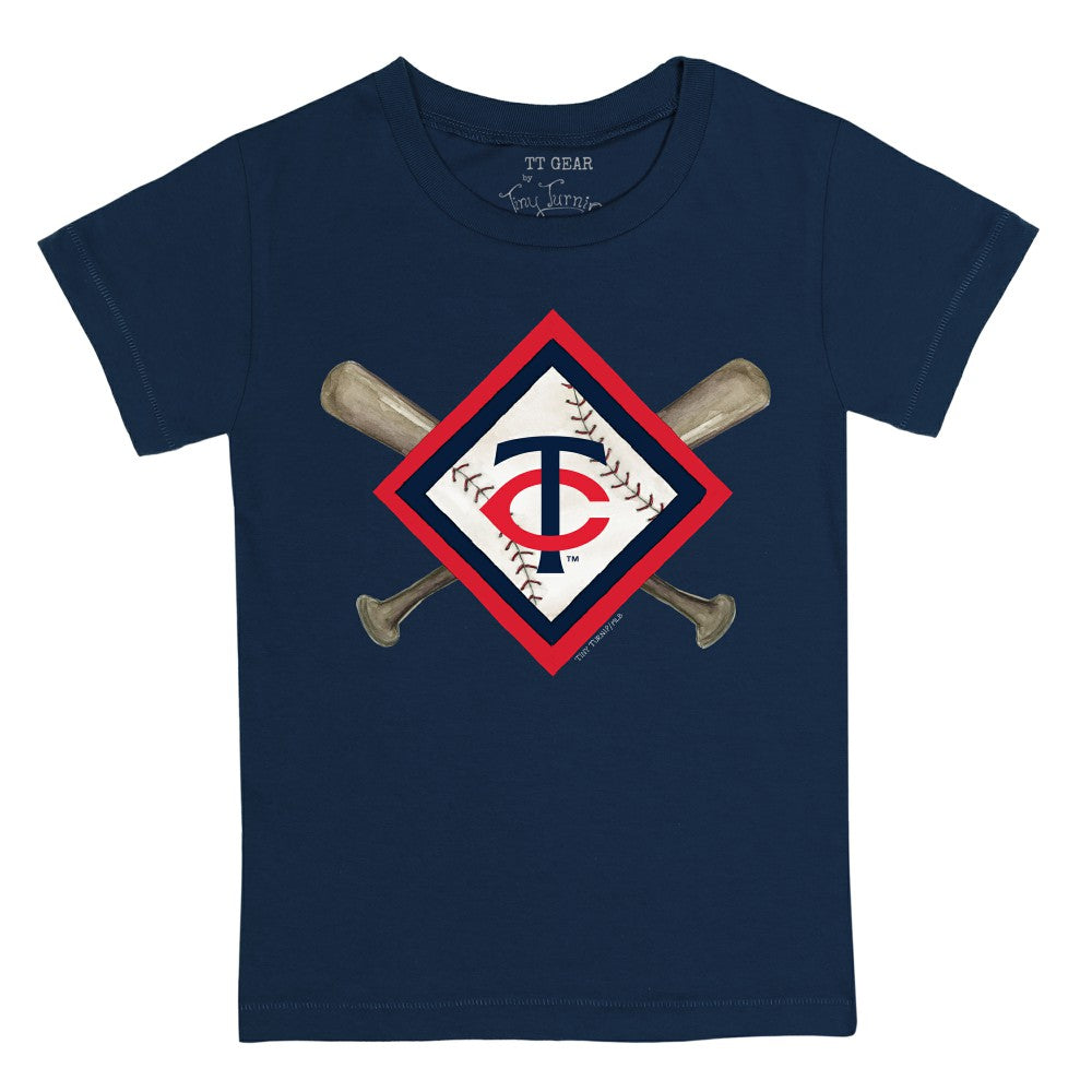Minnesota Twins Tiny Turnip Youth Diamond Cross Bats T-Shirt Navy