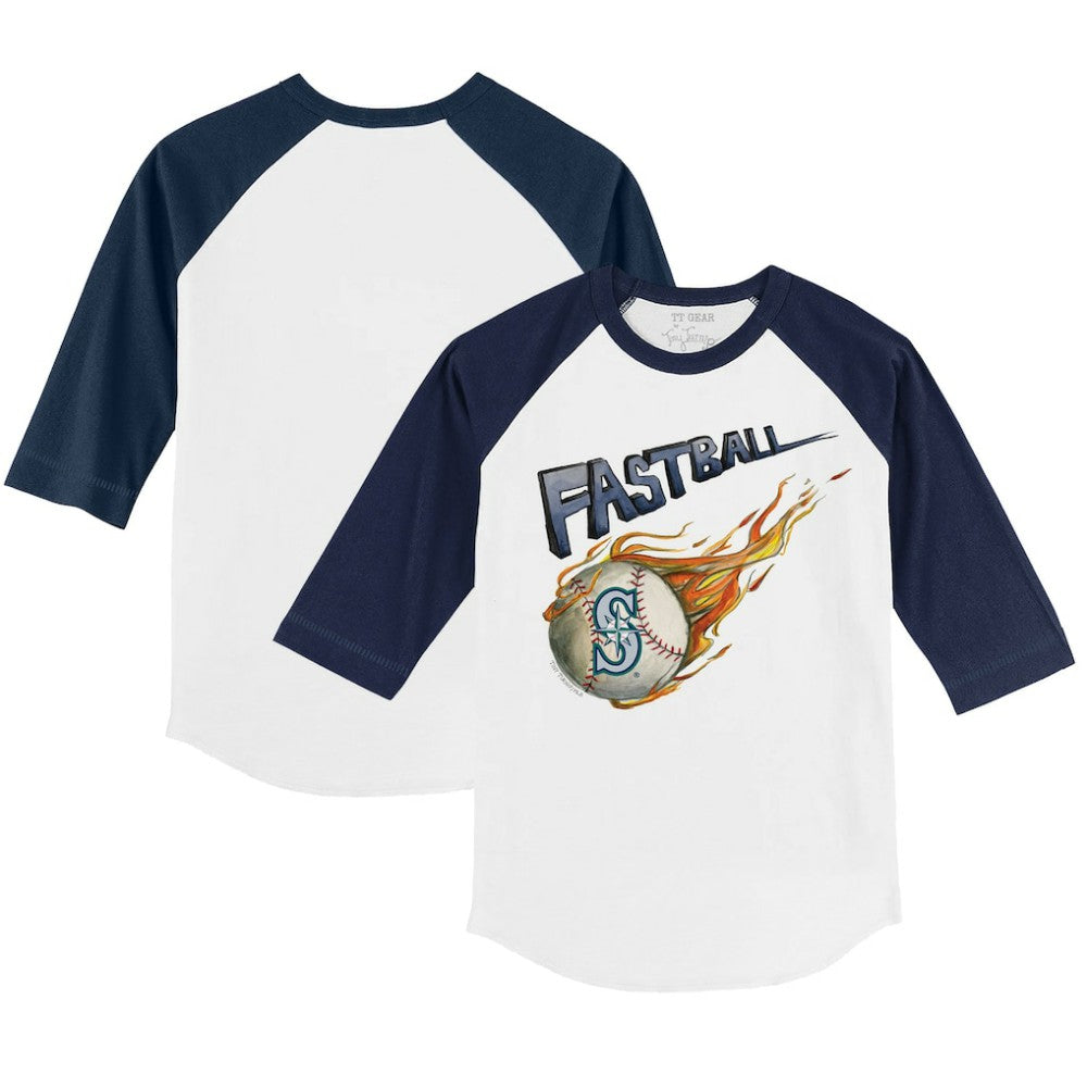 Seattle Mariners Tiny Turnip Youth Fastball 3/4-Sleeve Raglan T-Shirt White/Navy