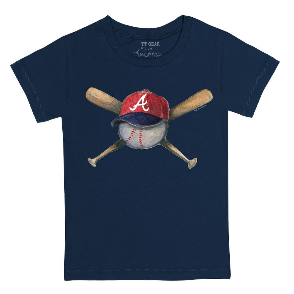 Atlanta Braves Tiny Turnip Youth Hat Crossbats T-Shirt Navy