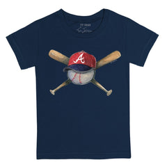 Atlanta Braves Tiny Turnip Youth Hat Crossbats T-Shirt Navy