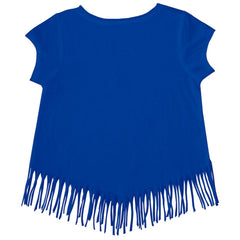 Chicago Cubs Tiny Turnip Girls Youth Heart Bat Fringe T-Shirt Royal