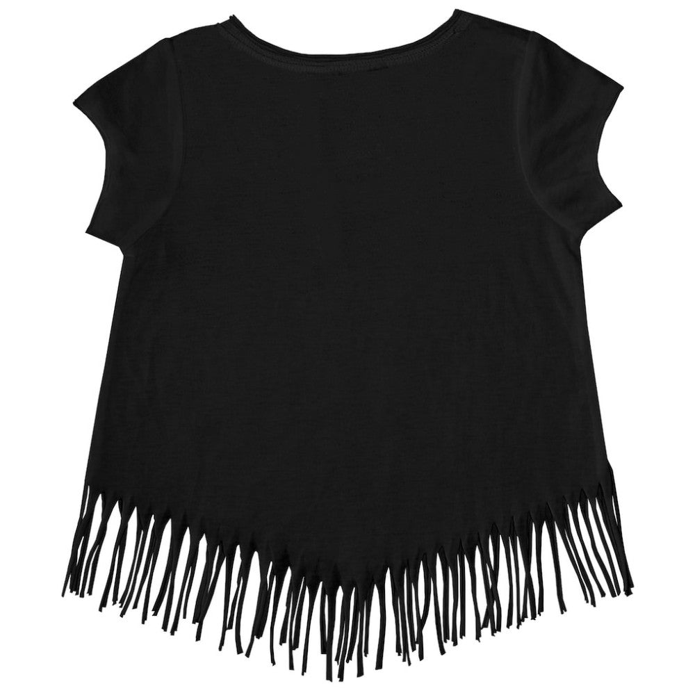Baltimore Orioles Tiny Turnip Girls Youth Heart Bat Fringe T-Shirt Black