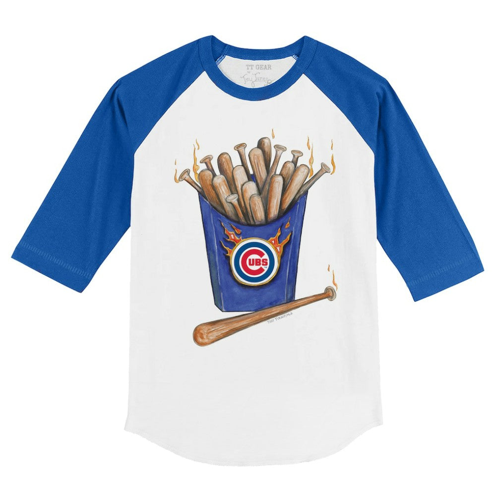 Chicago Cubs Tiny Turnip Youth Hot Bats 3/4-Sleeve Raglan T-Shirt White/Royal