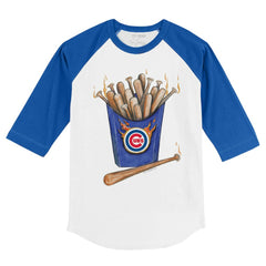 Chicago Cubs Tiny Turnip Youth Hot Bats 3/4-Sleeve Raglan T-Shirt White/Royal