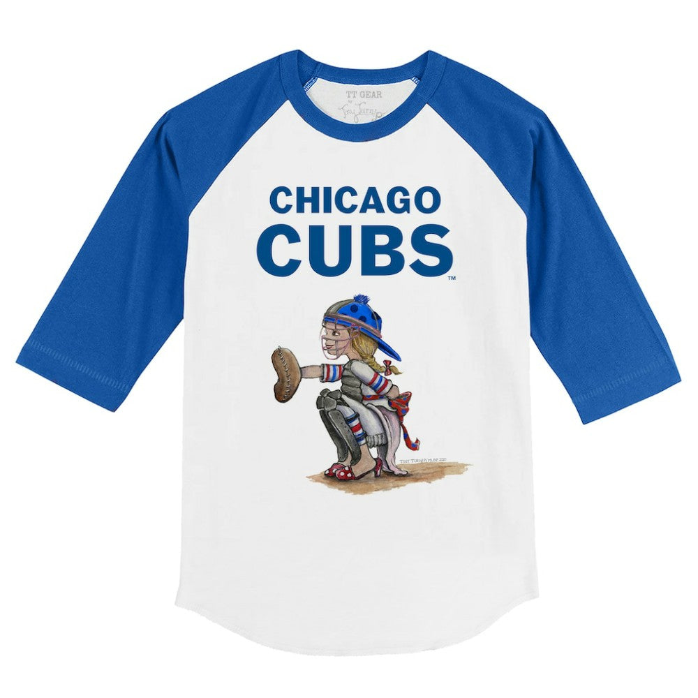 Chicago Cubs Tiny Turnip Youth Kate 3/4-Sleeve Raglan T-Shirt White/Royal