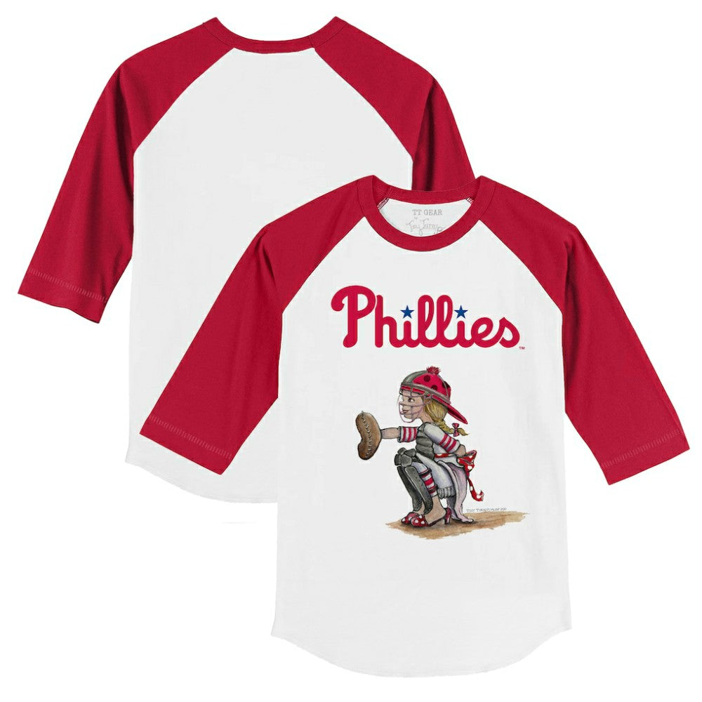 Philadelphia Phillies Tiny Turnip Youth Kate 3/4-Sleeve Raglan T-Shirt White/Red