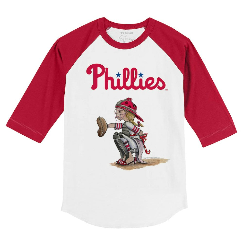 Philadelphia Phillies Tiny Turnip Youth Kate 3/4-Sleeve Raglan T-Shirt White/Red