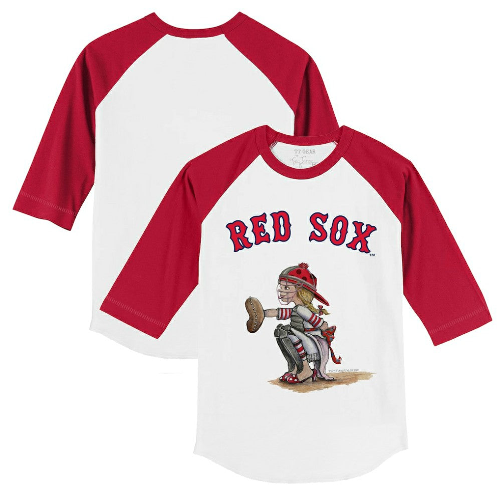 Boston Red Sox Tiny Turnip Youth Kate 3/4-Sleeve Raglan T-Shirt White/Red
