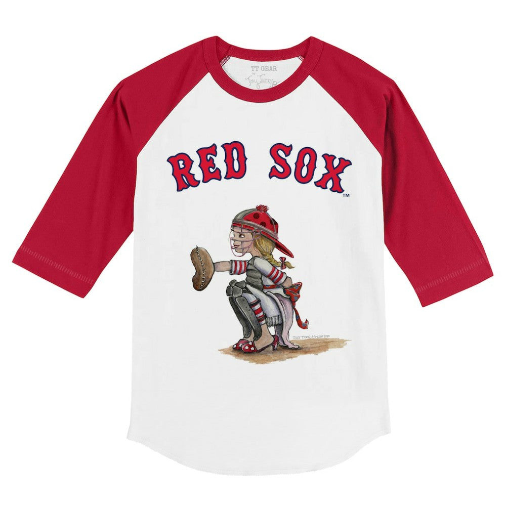 Boston Red Sox Tiny Turnip Youth Kate 3/4-Sleeve Raglan T-Shirt White/Red