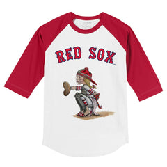 Boston Red Sox Tiny Turnip Youth Kate 3/4-Sleeve Raglan T-Shirt White/Red