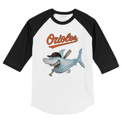 Baltimore Orioles Tiny Turnip Youth Shark 3/4-Sleeve Raglan T-Shirt White/Black