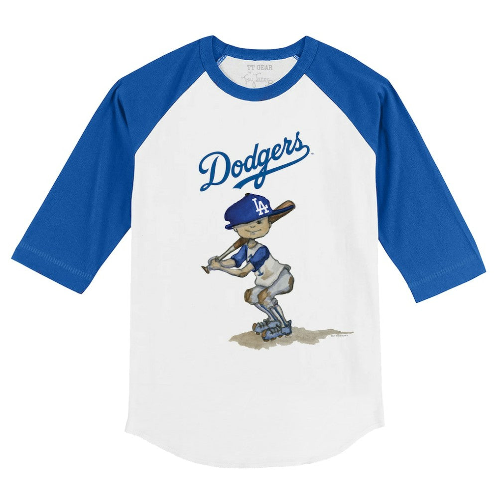 Los Angeles Dodgers Tiny Turnip Youth Slugger 3/4-Sleeve Raglan T-Shirt White/Royal