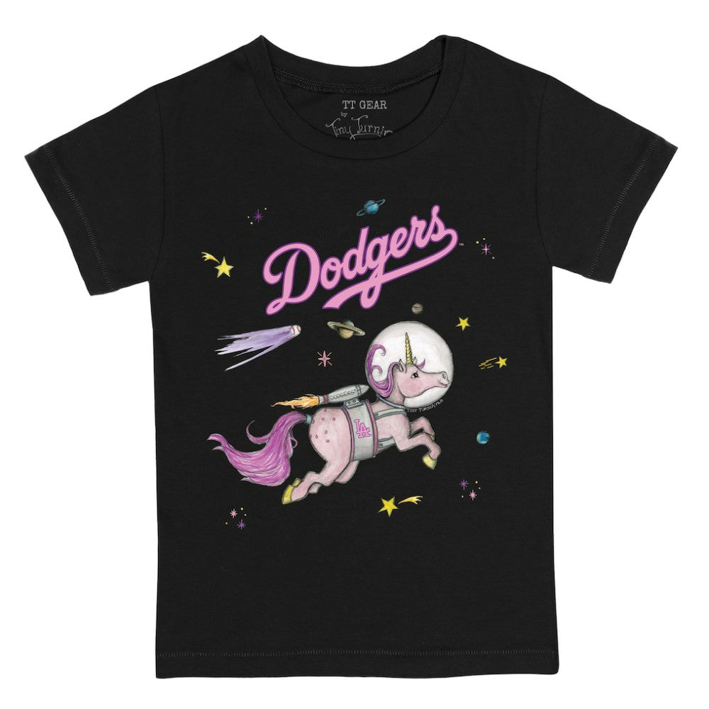 Los Angeles Dodgers Tiny Turnip Youth Space Unicorn T-Shirt Black