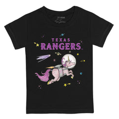 Texas Rangers Tiny Turnip Youth Space Unicorn T-Shirt Black