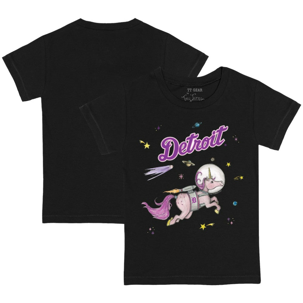 Detroit Tigers Tiny Turnip Youth Space Unicorn T-Shirt Black