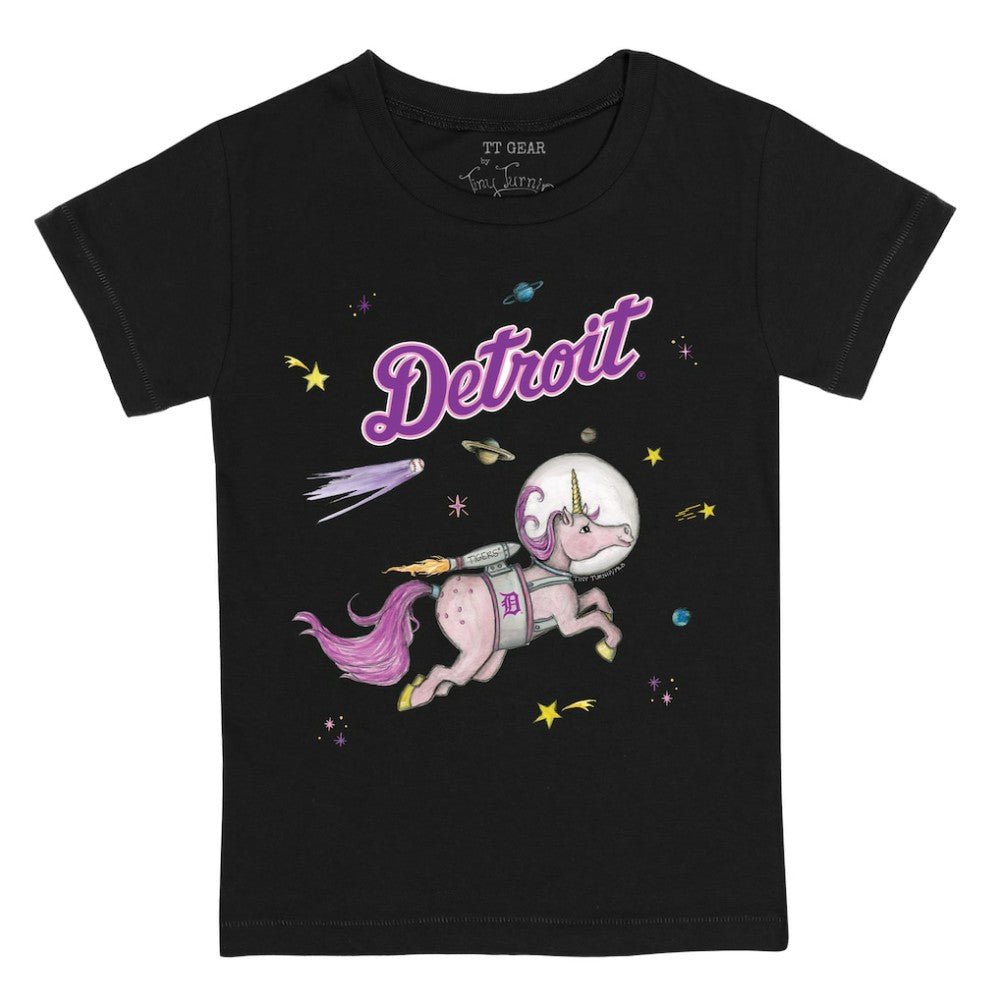 Detroit Tigers Tiny Turnip Youth Space Unicorn T-Shirt Black